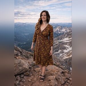 Patagonia Women's Margo Dress with Red and Yellow Pattern